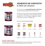 Adhesivo de Contacto Sin Tolueno Adhekol Kekol Lata 2.8 kg - Image 2