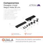 Desagüe Lineal Atrim Aqua Negro 30 cm Acero Inoxidable Mate - Image 7