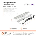 Desagüe Lineal Atrim 2 en 1 Aqua 70 cm Acero Inoxidable Mate - Image 6
