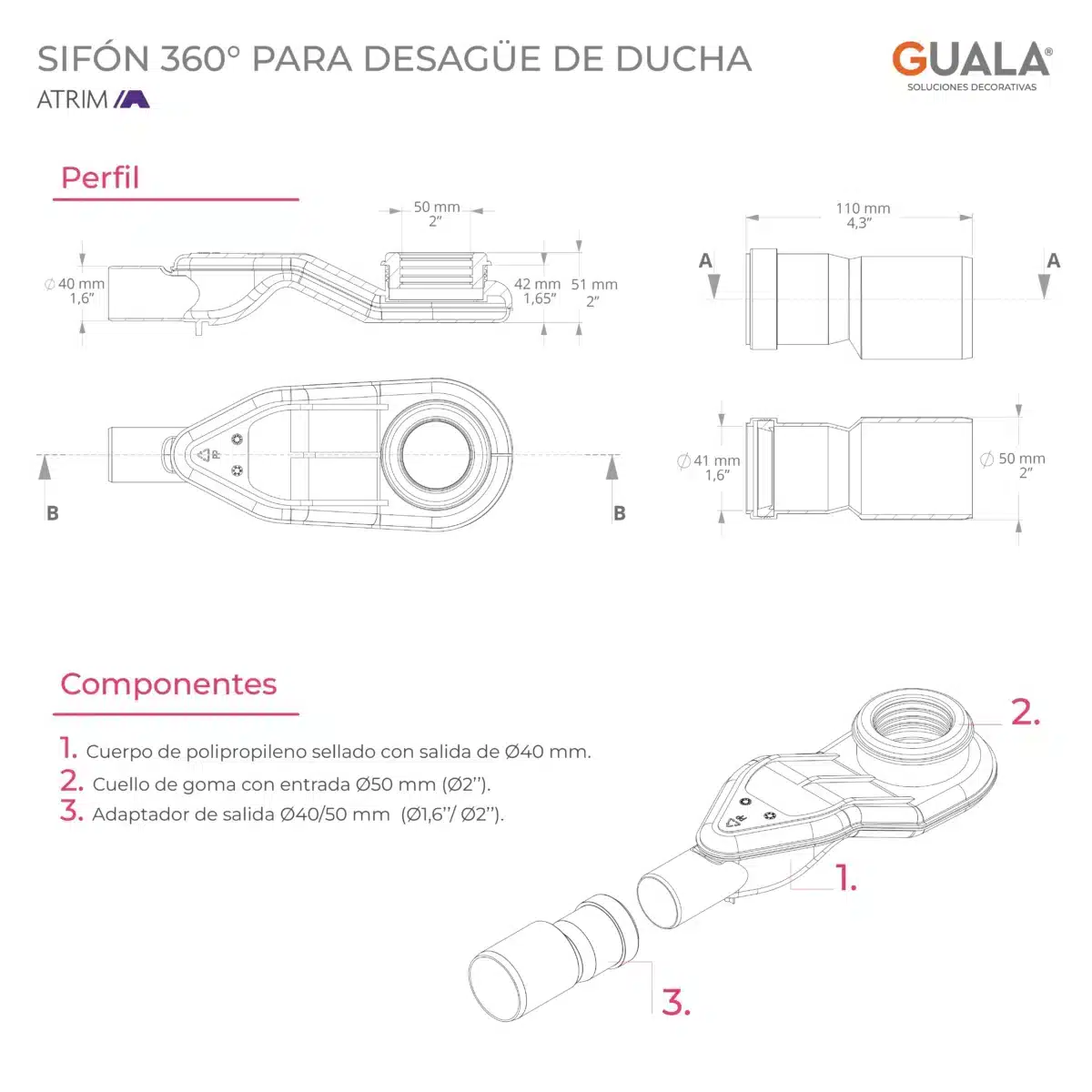 Sifón 360° para Desagües de Ducha Atrim - Image 4