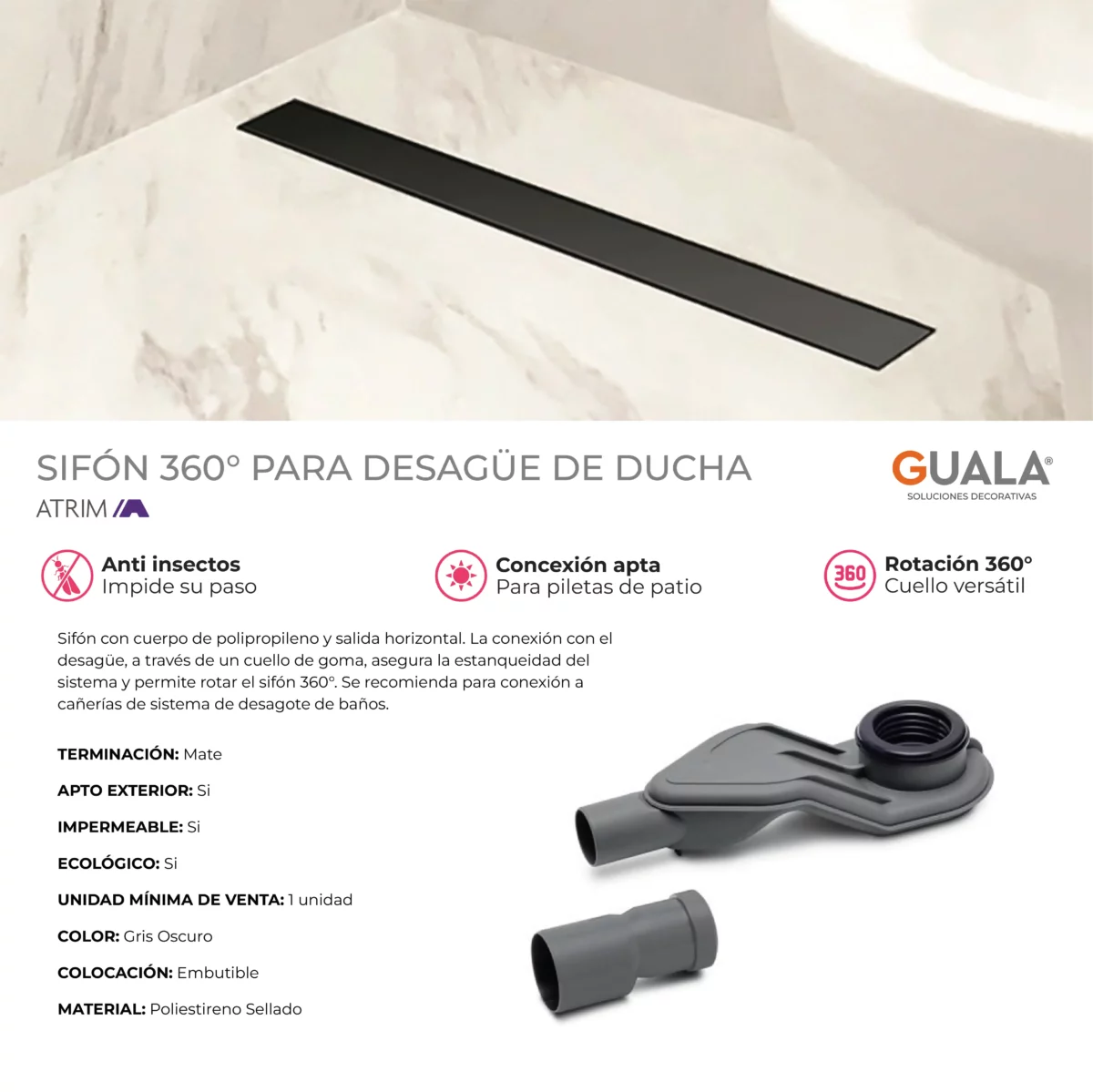 Sifón 360° para Desagües de Ducha Atrim - Image 3