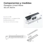 Desagüe Lineal Atrim Rio Wave 45 cm ABS y Acero Inoxidable Sin Acople - Image 5