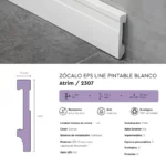 Zócalo de EPS Pintable Atrim Line 70mm PVC Blanco - Image 5
