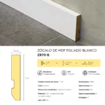 Zócalo Recto Foliado Blanco Frigg 7cm MDF Madera Piso Pared 2.75m - Image 4