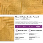 Placa 3D Autoadhesiva Patron II Wood Print 50x50 cm Revestimiento Lifewall Pack x5 - Image 8